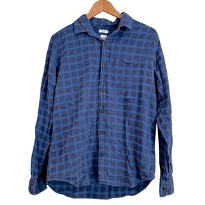 Gap Flannel Standard‎ Fit Shirt Blue Plaid Long Sleeve Button Up Casual Size M